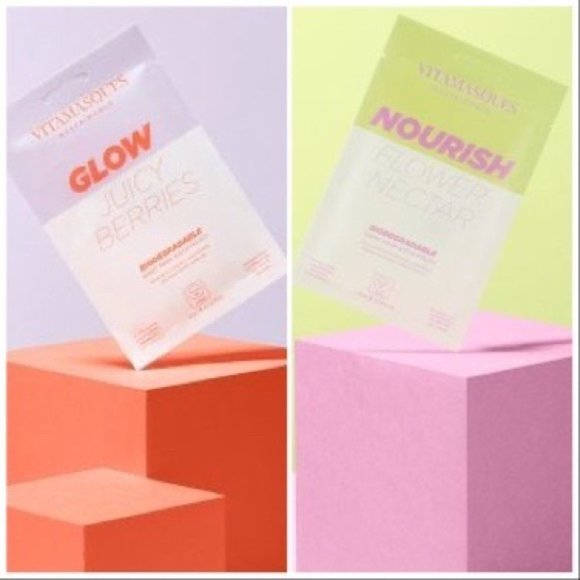 🔥3/$30 Vitamasques Nourish Flower Nectar Glow Juicy Berries Biodegradable Masks - Picture 2 of 13